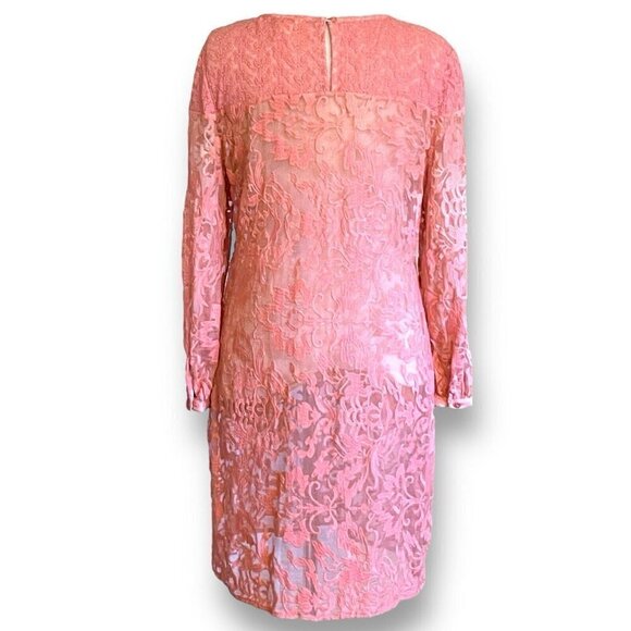 Sundance Womens Embroidered Trellis Dress Sz 8 Pink 100% Silk Sheer Boho Shift - Picture 7 of 10
